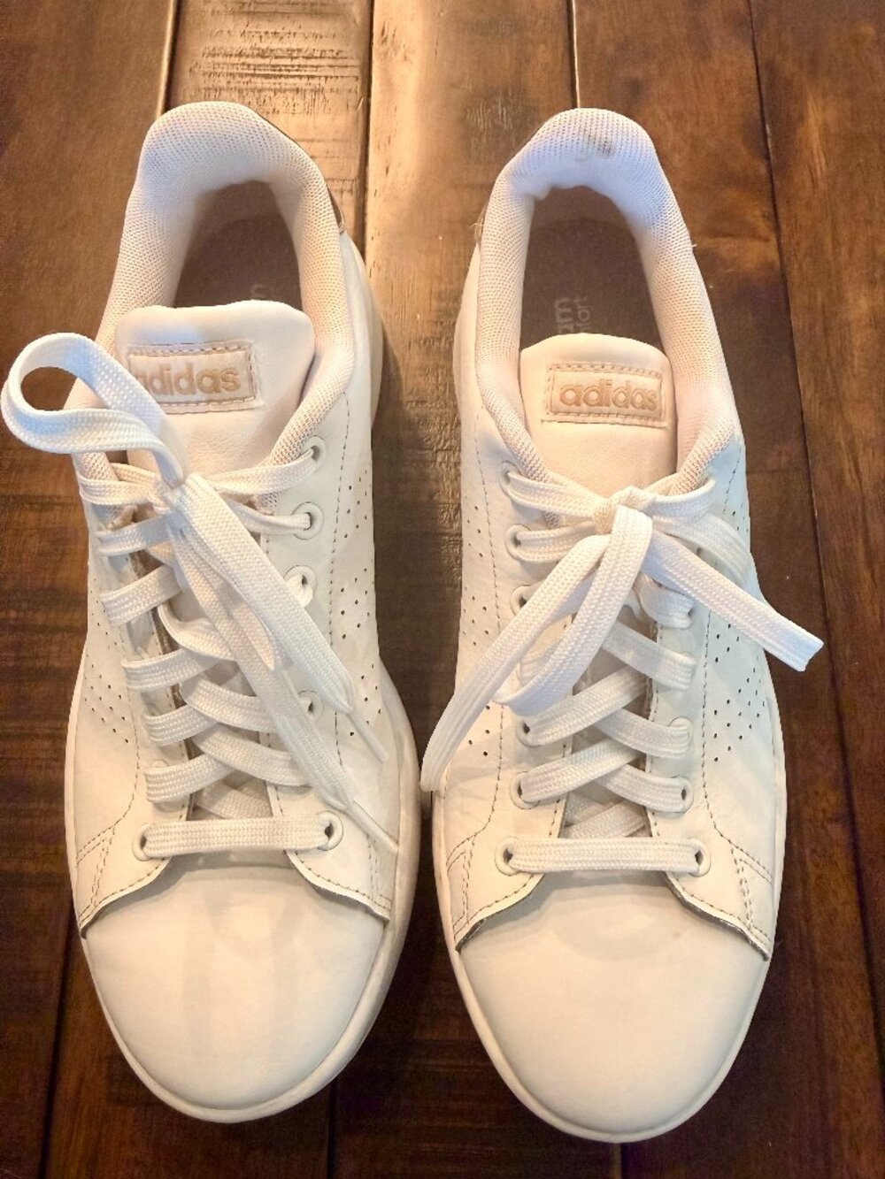 Adidas White Leather Sneakers with Gold Logo 8.5B